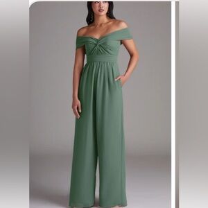 Azazie BARBIE collection Eucalyptus Jump suit US 16 NWT Bridesmaid/Evening wear
